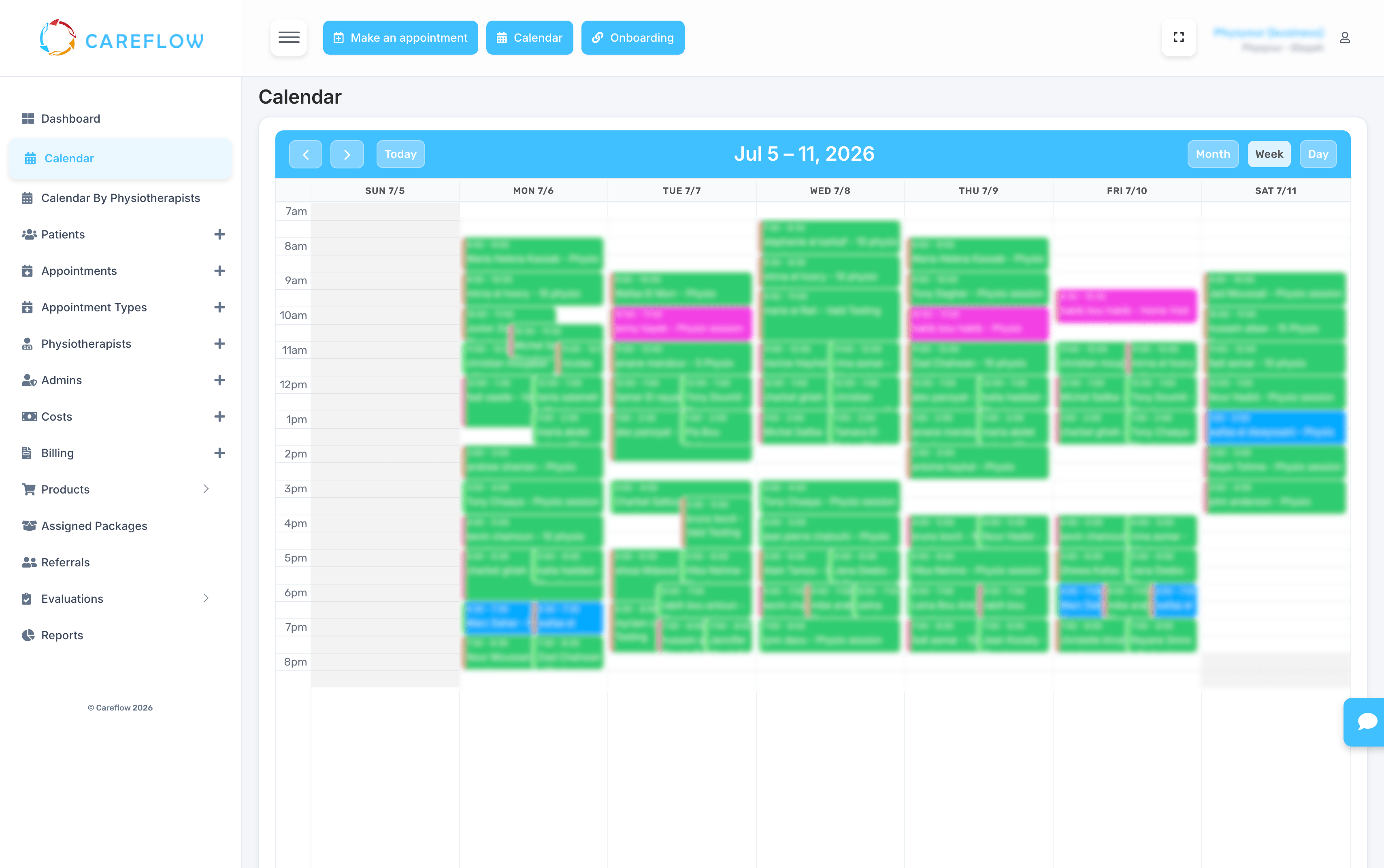 CareFlow calendar screen